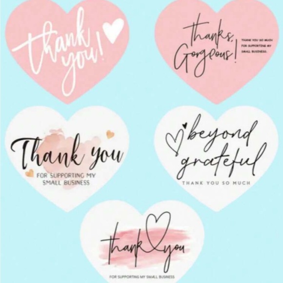 Other - 50 Heart-Shaped Thank You Stickers You Choose